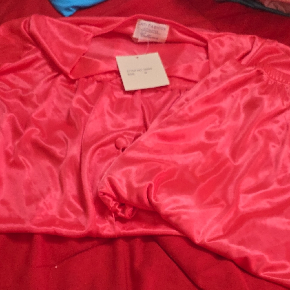 Elegant Pink Satin Pajama Set